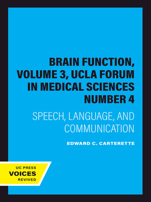 cover image of Brain Function, Volume 3, UCLA Forum in Medical Sciences Number 4